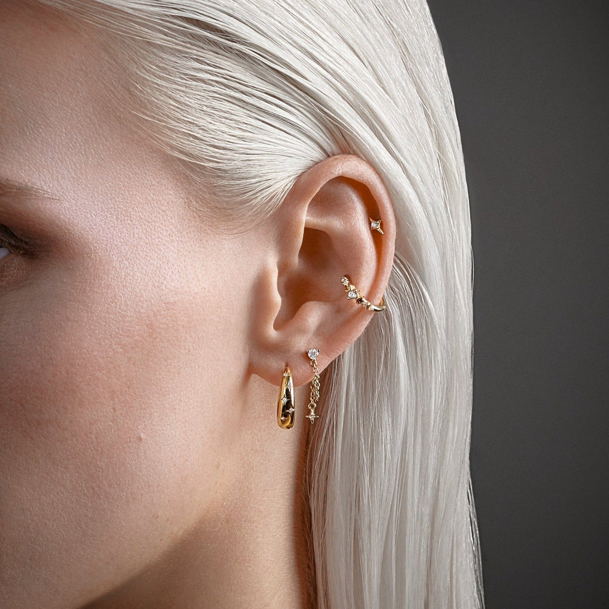 Earcuff Elena Blanche Faux piercing Nébuleuse Bijoux