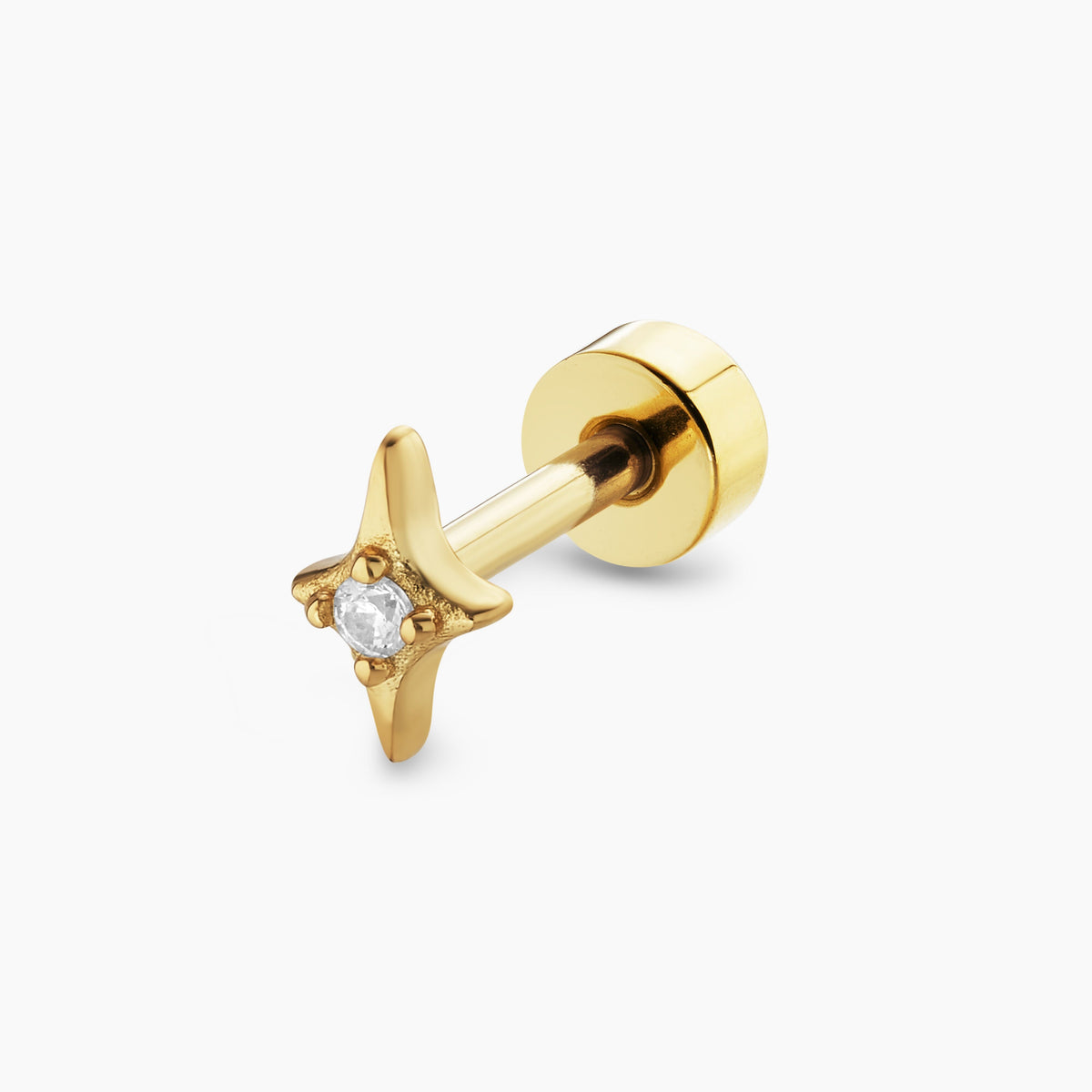 Piercing Belle Étoile Blanche Barre Nébuleuse Bijoux Or